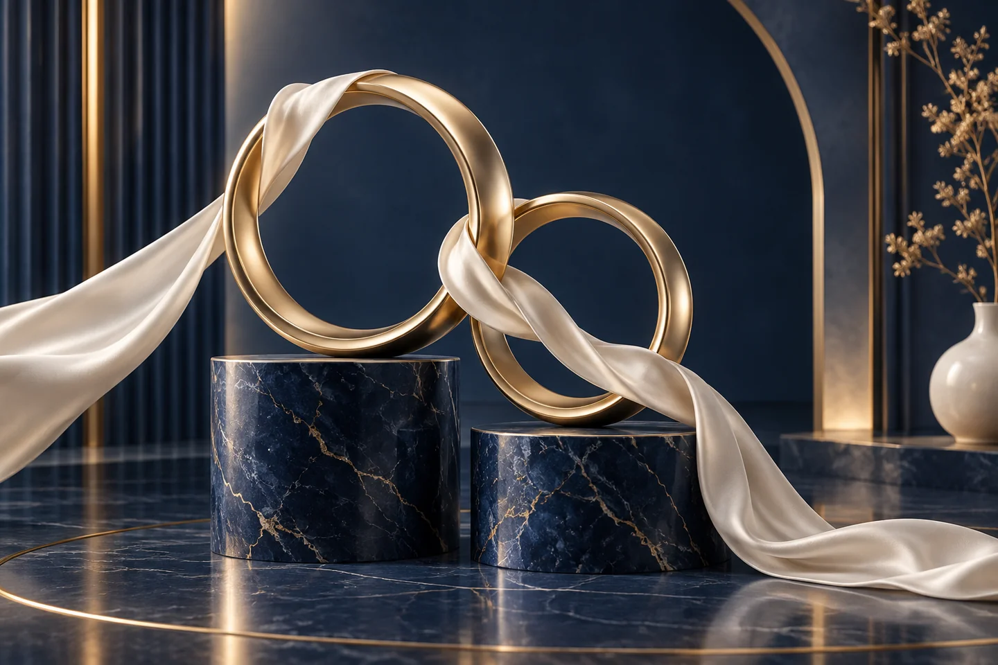 Two golden invitation rings