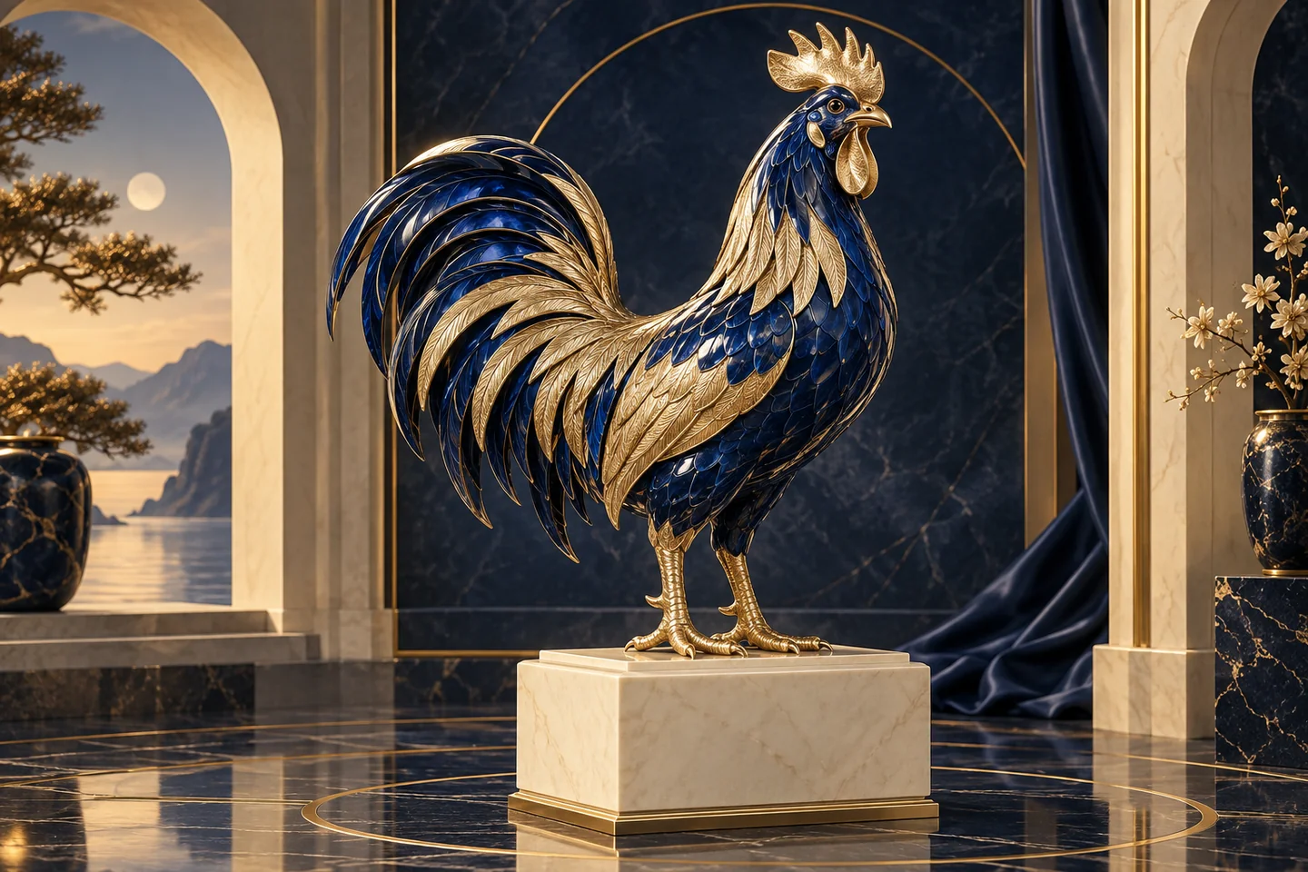 Decorative sapphire rooster