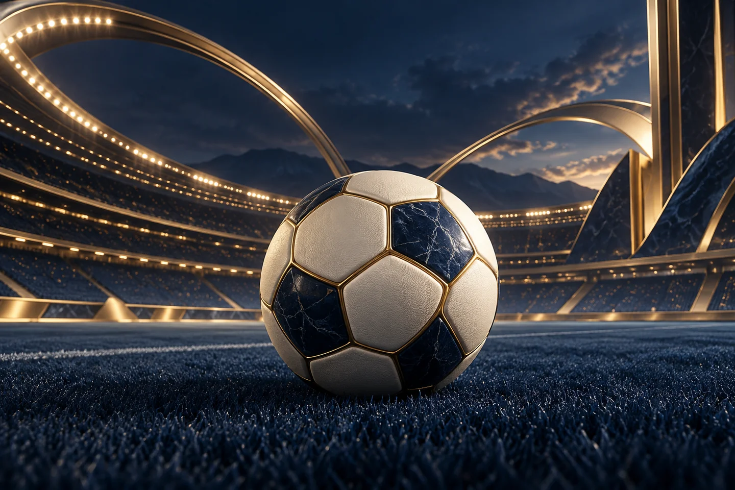 Football in a sapphire stadium