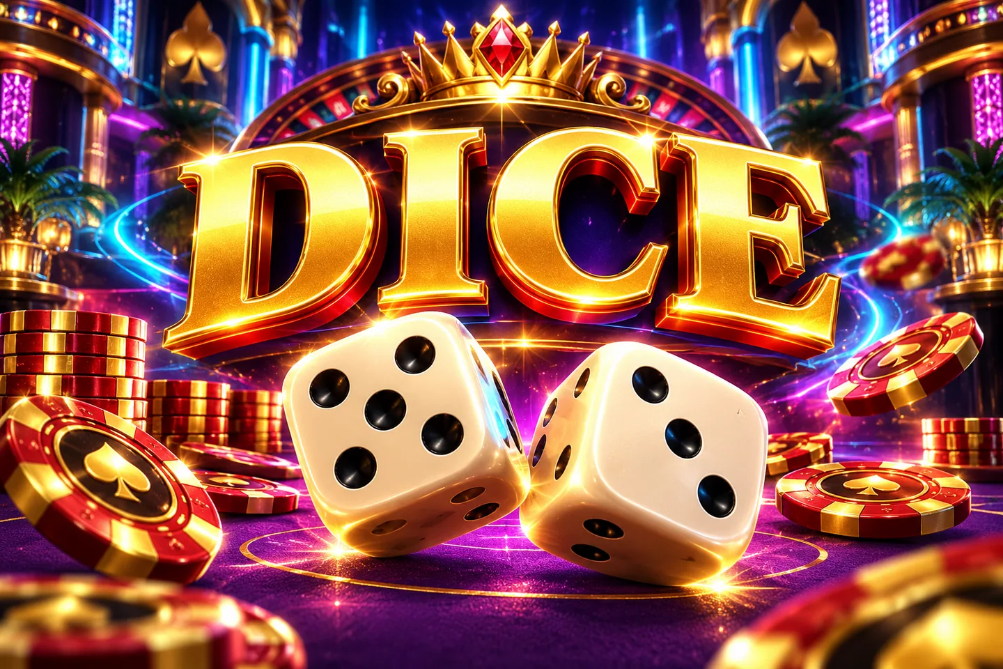 Gold Dice title and ivory dice with black pips