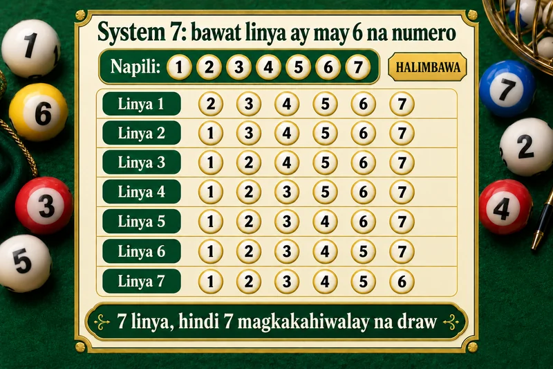 Seven six-number subsets formed by omitting one of 1 through 7